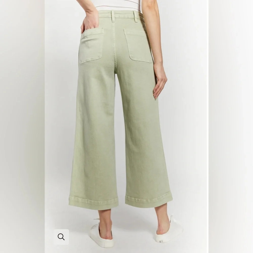 Oat New York Greer Cropped Wide Leg Jeans in Color Soft Mint - Picture 2 of 2